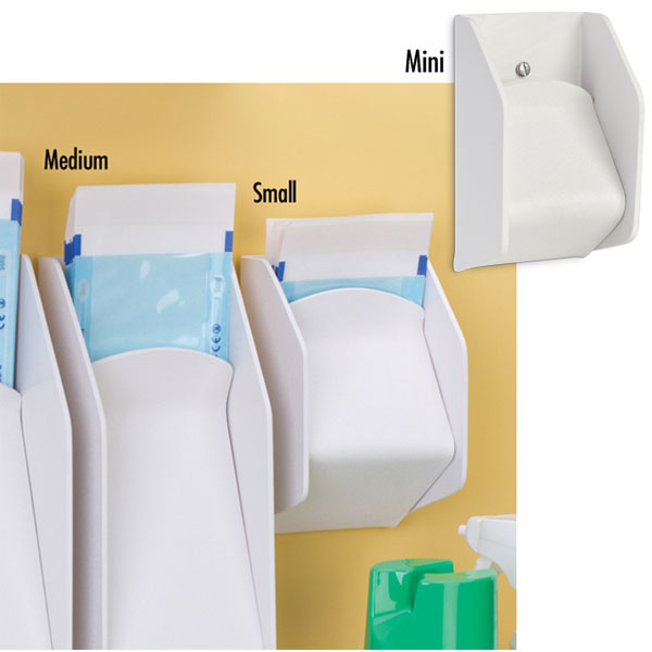 Pouch Keepers Mini for pouches up to 2-1/4" x 5". Innovative organize 200 sterilization pouches