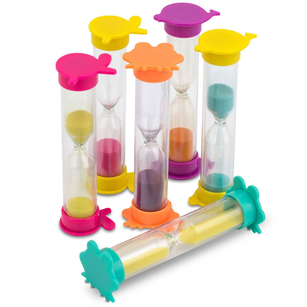 Practicon 2-Minute Animal Sand Timers 50/Pk. With assorted sand colors. 3-1/2" tall. Fun, friendly