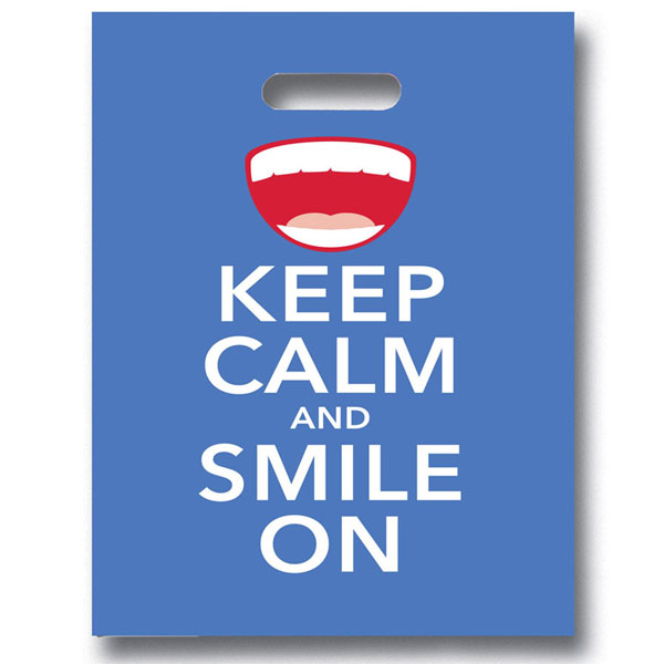 Practicon Keep Calm Patient Care Bags 7-3/4" x 9", 100/Pk. Non-personalized bags - ready when you