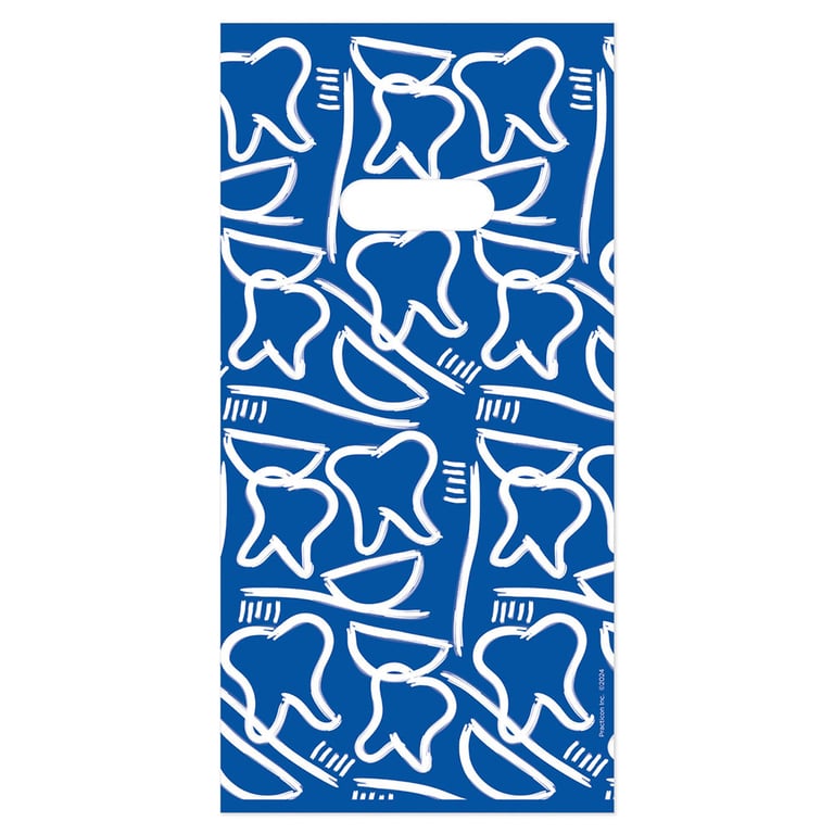 Practicon 6" x 12" 2.8mil Plastic Dental Drawings Patient Giveaway Bags, 100/Pk. Colorful, 2-sided