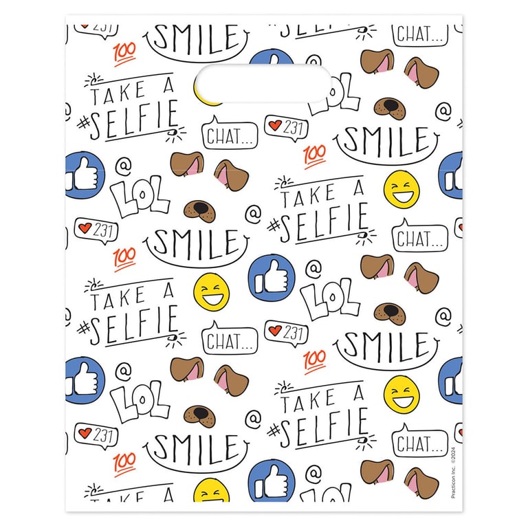 Practicon 8" x 10" 2.8mil Plastic Let's Get Social Patient Giveaway Bags, 100/Pk. Colorful