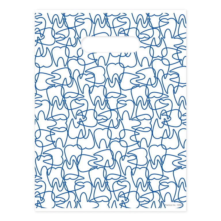 Practicon 9" x 12" Molar Mixup Plastic Scatter Print Gift Bags, 100/Pk