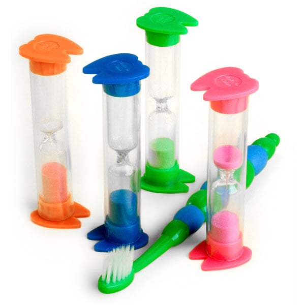 Practicon 2-Minute Tooth Sand Timers in 4 Assorted Colors 44/Bx. 3-1/2" tall