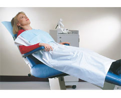 Practicon White polyethylene patient drapes (36" x 48"), 400 sheets folded once in a 18" wide roll