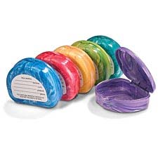Practicon Marble-Colored Retainer Cases, hinged plastic, non-vented, 24/Pk. 7/8" deep, assorted