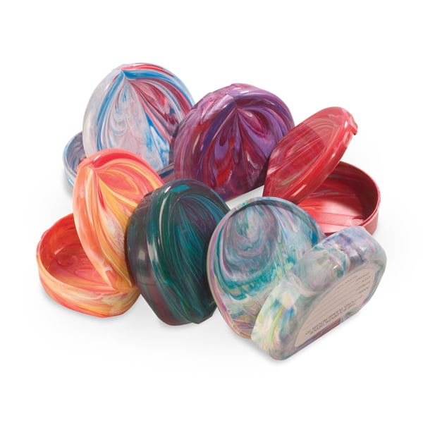 Practicon Marble-Colored Retainer Cases, Non-Vented, 7/8" deep, 6/Pk. Hinged plastic design