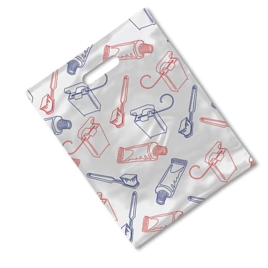 Practicon Tote Bags - 1.5 mil plastic with die-cut handles, size 9" x 12", print design (1109663)