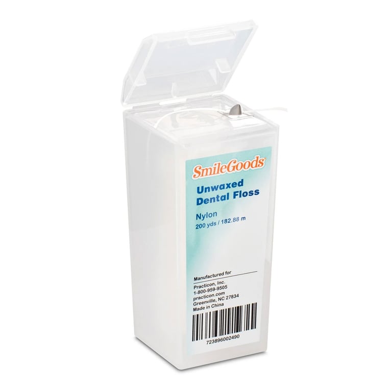 SmileGoods Unwaxed Nylon Dental Floss, 200yd Dispenser Spool Refill, 1/Pk. Offers shred-resistant