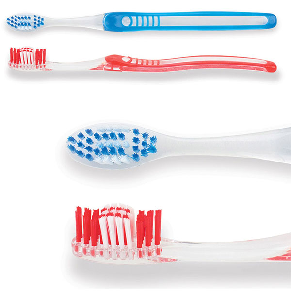 SmileGoods A385 Toothbrushes, Assorted colors 72/Bx. Each Toothbrush features: An ergonomic