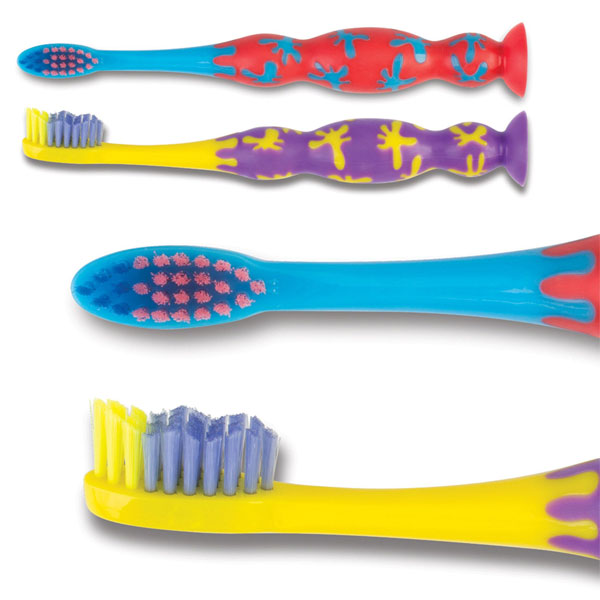 SmileGoods Y272 Child Toothbrushes with Suction Cup Base, 72/Bx. Each Toothbrush features: An