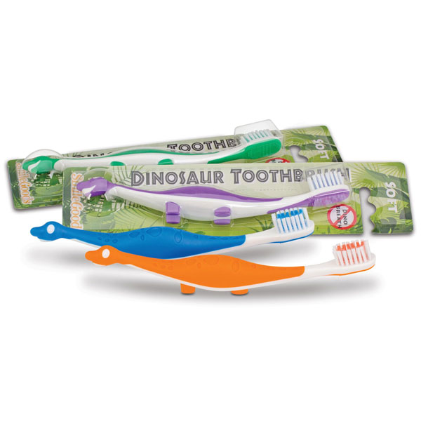 SmileGoods Y301 Dinosaur Toothbrush 72/Bx. Dinosaur toothbrush stands on its own four feet