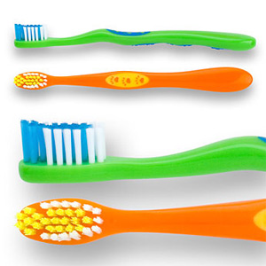 SmileGoods Y331 Child Toothbrushes, 72/Bx. Soft, 31 tufts, flat-trimmed bristles and reach-around