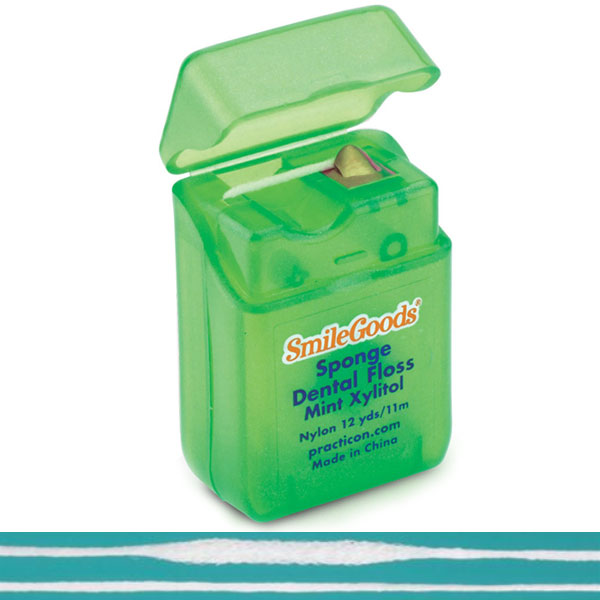 SmileGoods Sponge Floss Mint flavored, with Xylitol 12 yards pocket-sized dispenser, 72