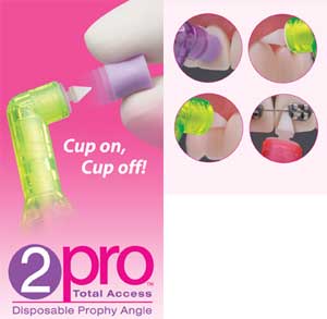 2pro Total Access Prophy Angle with Soft/Short Purple Cup. Features a patented dual-action cup