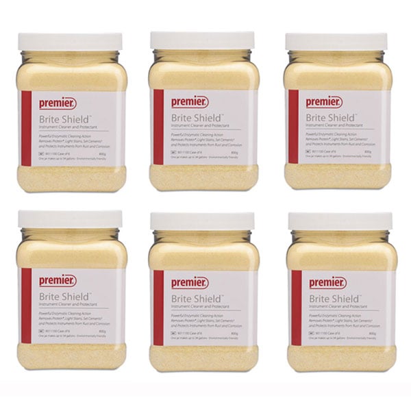 Brite Shield Powder Instrument Cleaner and Protectant, 800g Jar, 6/Case. Chemo-mechanically