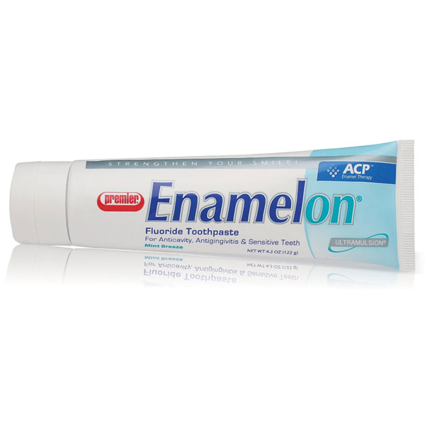 Enamelon Fluoride Toothpaste 4.3 oz Tube, 12/Case. Mint Breeze flavor enhanced with spilanthes