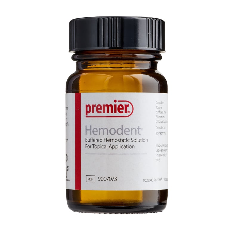 Hemodent 40 cc Liquid, Buffered Aluminum Chloride without Epinephrine, 40 cc Bottle. Due