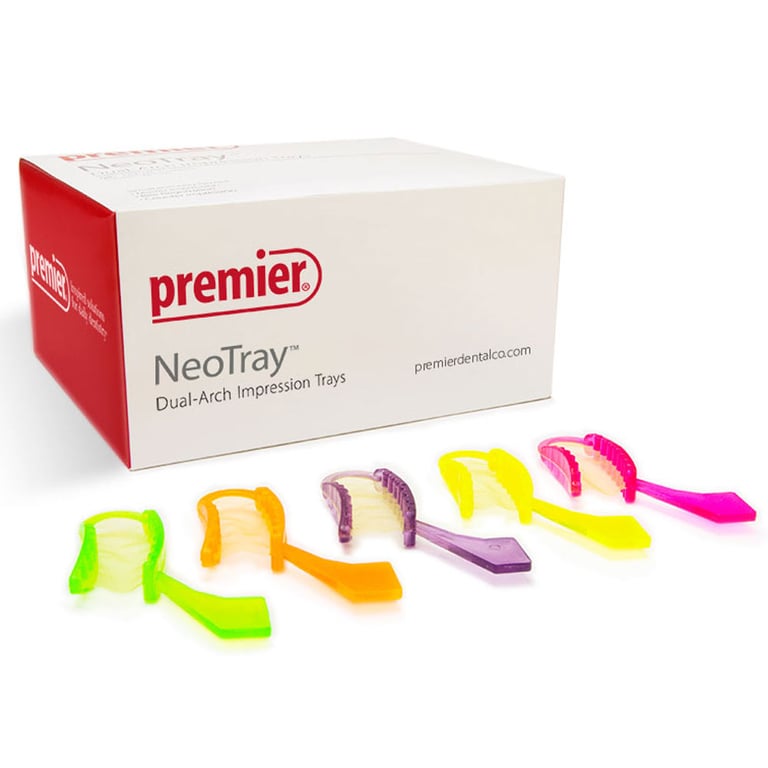 NeoTray Wide Posterior Triple Bite Impression Tray with Golden Mesh technology, box of 48 bite