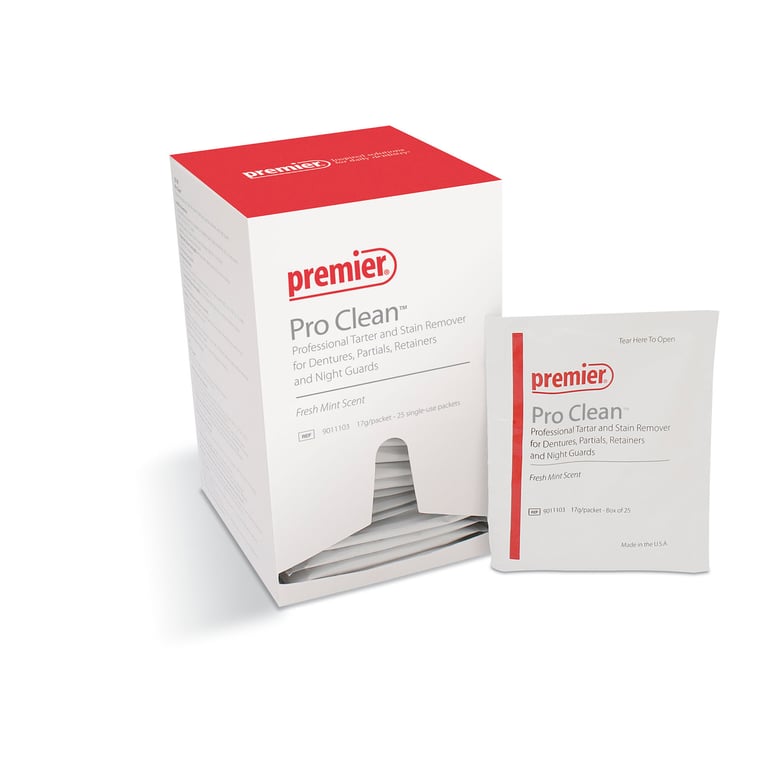 Pro Clean Tartar and Stain Remover 25 Packets/Box. Removes Stains of Tartar and Light Stains