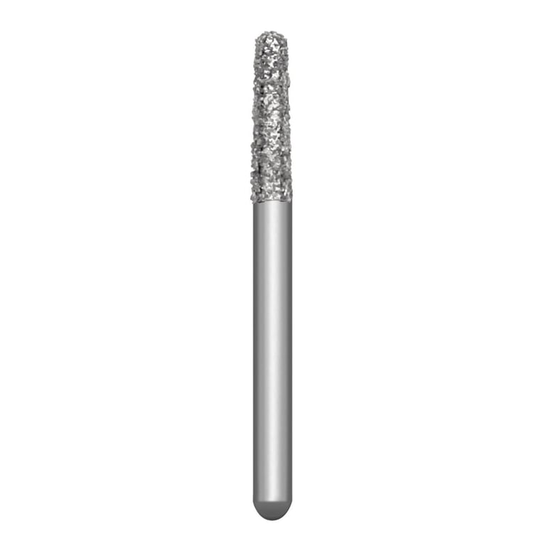 Solo #1118.7 coarse grit, round end taper diamond bur, single use. Package of 25 burs