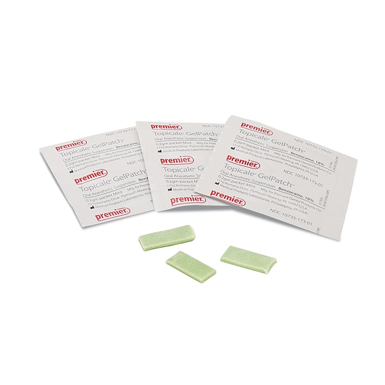 Topicale Gel Patch - Mint, Topical Anesthetic (Benzocaine 18%), Box of 25 Patches