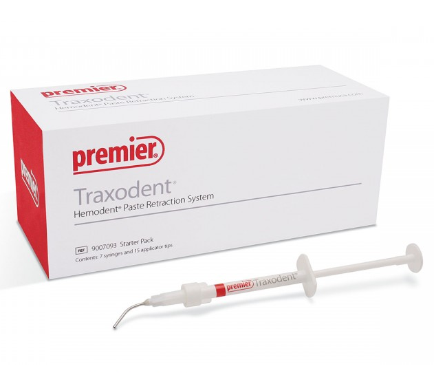 Traxodent Hemodent Paste Retraction System, Starter Kit: 7 - 0.7g Syringes and 15 Tips. 15%