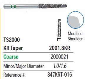 TS2000 Speed Cut Diamond FG #2001.8KR KR Taper, Coarse, pack of 5