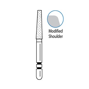 Two Striper ShortCut SS #703.8 Coarse grit KR taper modified shoulder diamond bur, 5/pack