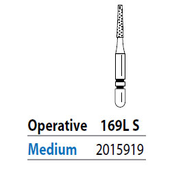 Two Striper ShortCut FG 169L S Medium Diamond Bur, Operative, Short Shank. Pack of 5