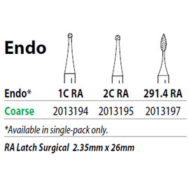 Two Striper RA #1C Coarse Endo Diamond Bur. Single diamond