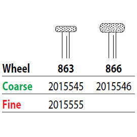 Two Striper FG #863 Coarse Wheel shaped Diamond Bur. Pack of 5