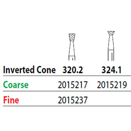 Two Striper FG #324.1 Coarse Inverted Cone Diamond Bur. Pack of 5