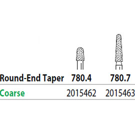 Two Striper FG 780.7 Coarse Diamond Bur Round-End Taper. Pack of 5