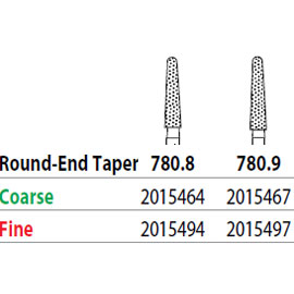 Two Striper FG 780.8 Coarse Diamond Bur Round-End Taper. Pack of 5