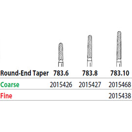 Two Striper FG 783.10 Coarse Diamond Bur Round-End Taper. Pack of 5