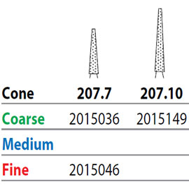 Two Striper FG #207.7 Fine Diamond Bur, Cone. Pac