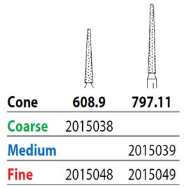 Two Striper FG #797.11 Fine Diamond Bur, Cone. Pack of 5