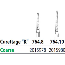 Two Striper FG 764.8 Coarse Diamond Burs, Curettage K. Pack of 5