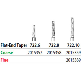 Two Striper FG 722.8 Coarse Diamond Burs, Flat-En
