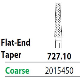 Two Striper FG 727.10 Coarse Diamond Burs, Flat-End Taper. Pack of 5