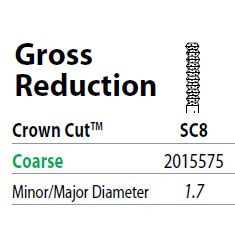 Two Striper FG #SC8 Gross Reduction Coarse Diamond Bur, Crown Cut. Pack of 5