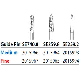 Two Striper FG SE259.8 Fine Diamond Burs, All Ceramic Guide Pin. Pack of 5