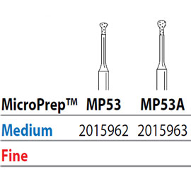 Two Striper FG MP 53 Medium Diamond Burs, Micro-Prep. Pack of 5