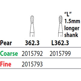 Two Striper FG 362.3 Fine Diamond Bur, Pear. Pack