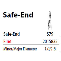 Two Striper FG S79 Fine Safe-End Taper Diamond Bur. Pack of 5