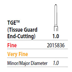 Two Striper FG 1.0 Fine TGE (Tissue Guard End-Cutting) Diamond Bur. Refine Shoulder, Safe-sided