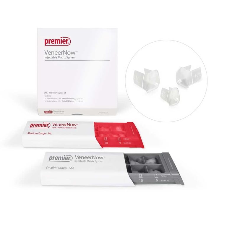 VeneerNow Injectable Matrix System Starter Kit, Includes: 4 each of teeth 5 through 12 in SM size