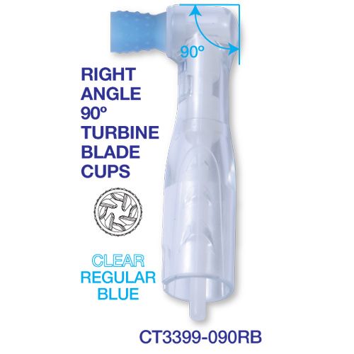 Premium Plus Clear Disposable Prophy Angle with REGULAR TURBINE Cup Blue color 100/pk. Latex-free