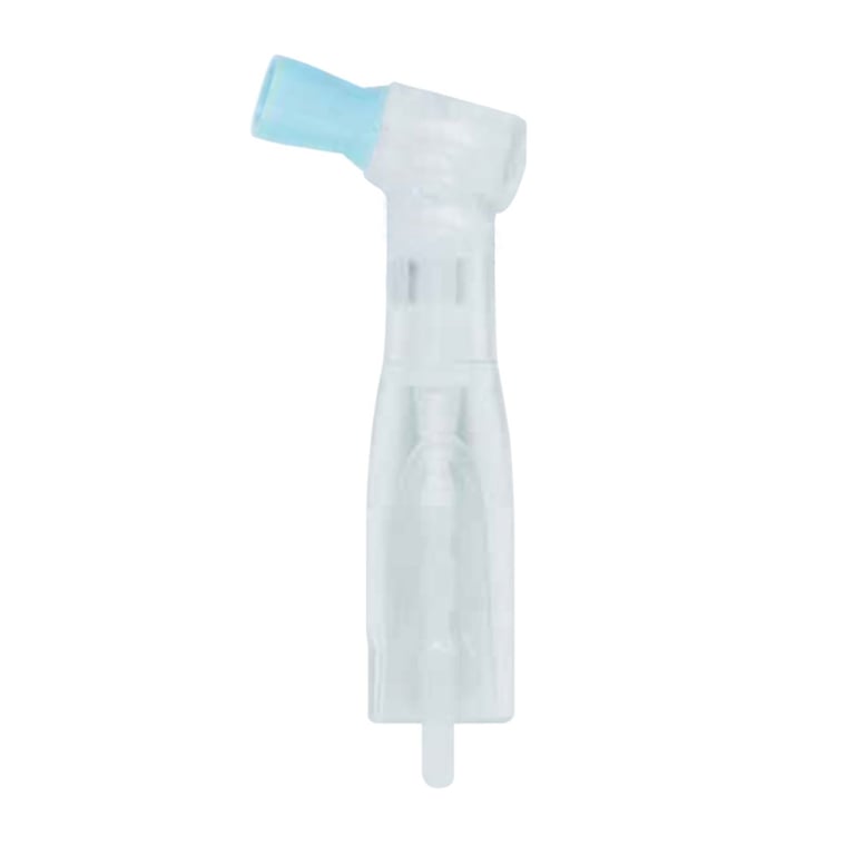 Premium Plus Clear Disposable Prophy Angle, Regular Standard Cup, Blue, 100/Pk. Latex-free ribbed