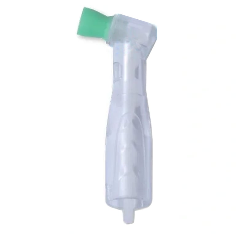 Premium Plus Clear Disposable Prophy Angle, Soft Short Cup, Green, 100/Pk. Ribbed and webbed cup